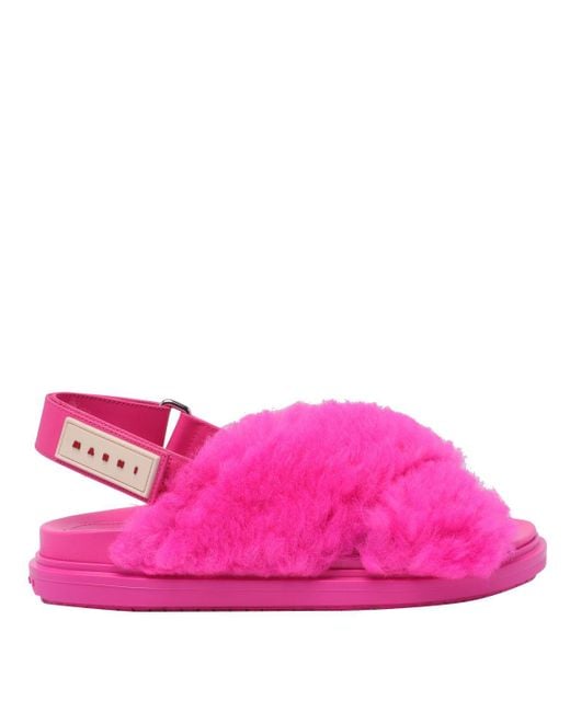 Marni Starlight Pink Logo Patch Sandals
