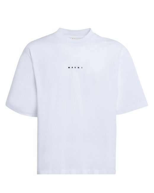 Marni White Logo Cotton T-shirt for men