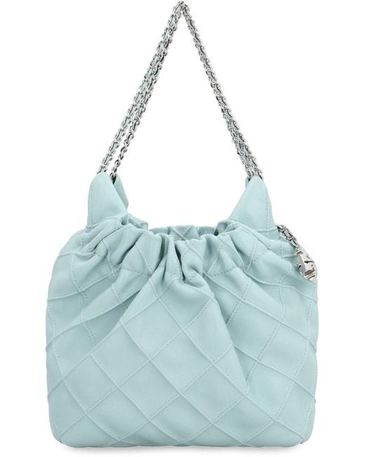 Tory Burch Blue 'Fleming' Shoulder Bag With Chain-Link Shoulder Strap And Double T Motif
