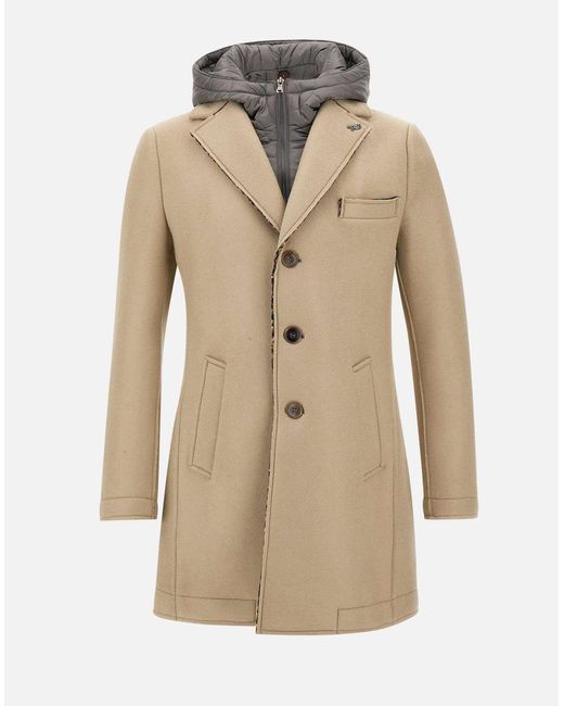 Bob Wool Blend Detachable Bib Coat in Natural for Men Lyst UK