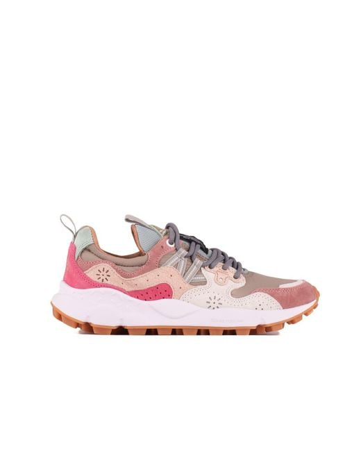 Flower Mountain Pink Yamano 3 Powder Suede And Nylon Sneakers