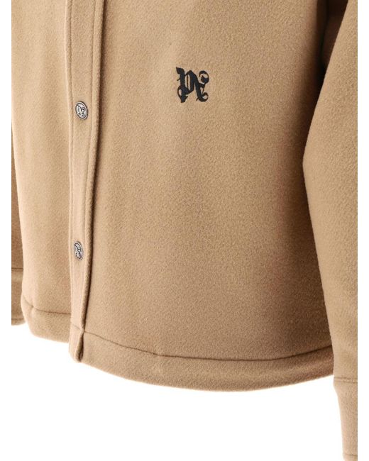 Palm Angels Natural "Monogram Pockets" Overshirt Jacket for men