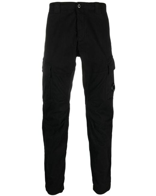 C P Company Black Logo-plaque Tapered-leg Trousers for men