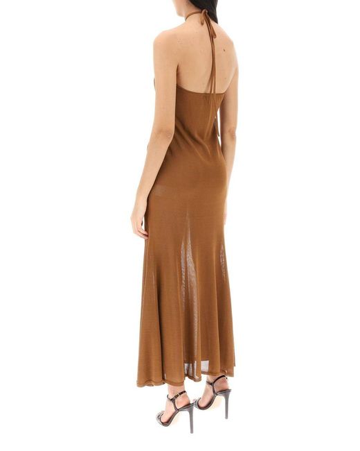Tom Ford Brown Knitted Halterneck Maxi Dress