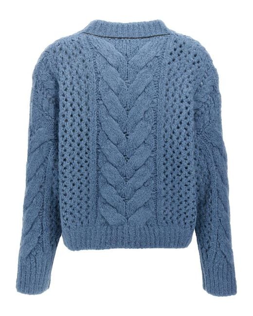 Brunello Cucinelli Blue Worked Sweater