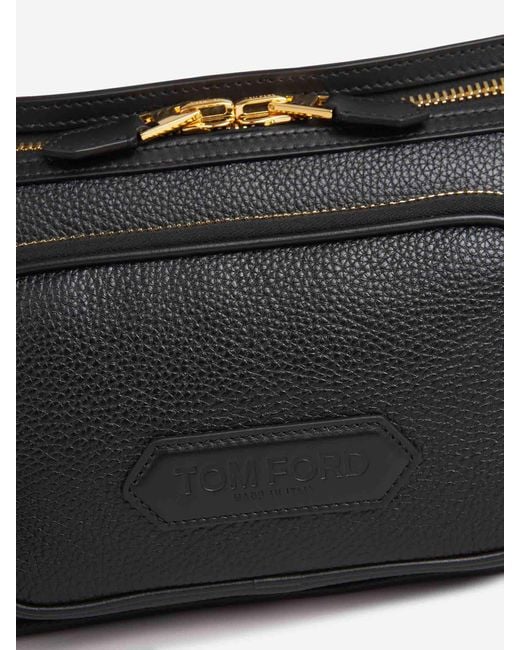 Tom Ford Black Leather Belt Bag With Buckle for men