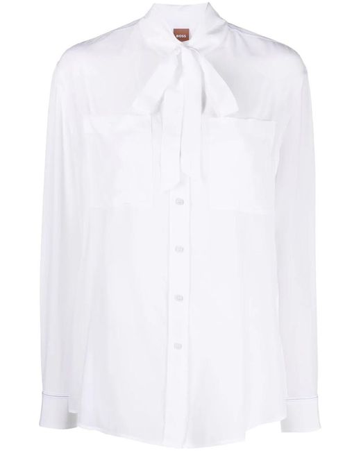 Boss White Bow-detailed Shirt