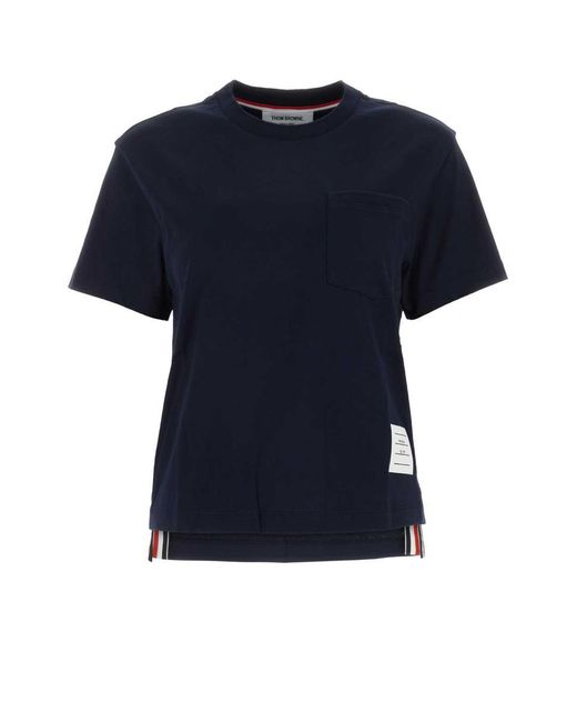 Thom Browne Blue Logo Cotton T-Shirt