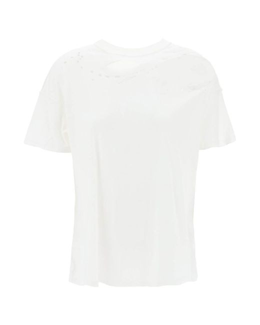 Interior White Mandy Destroyed-effect T-shirt