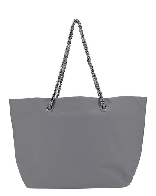 Tory Burch Gray 'ella' Grey Tote Bag With Logo Patch In Nylon Woman
