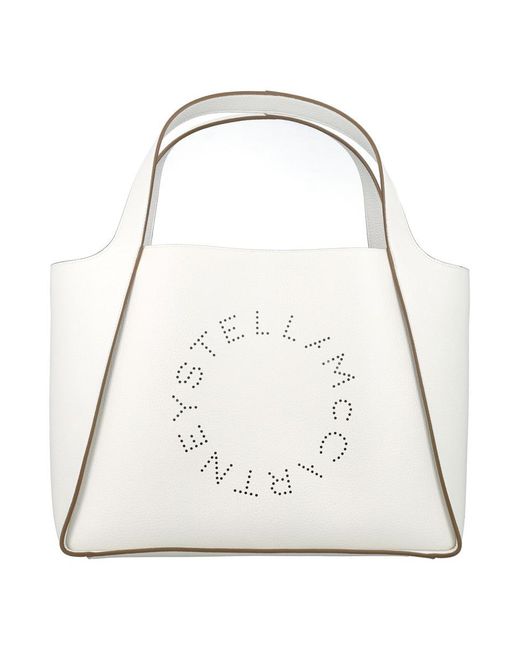 Stella McCartney White Logo Grainy Alter Mat Tote Bag