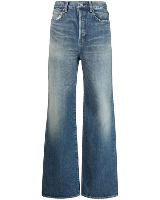 Saint Laurent Wide Leg Denim Jeans in Blue | Lyst