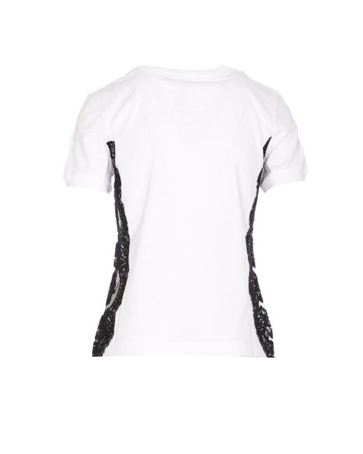 Dolce & Gabbana White Lace-trim Logo T-shirt