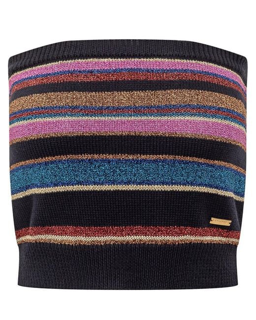DSquared² Blue Multicolor Striped Bandeau Top