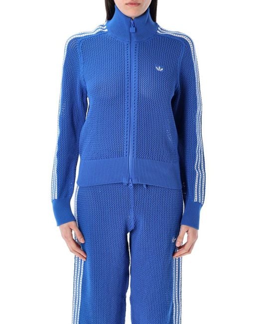 adidas Originals Originals Premium Crochet Track Top in Blue