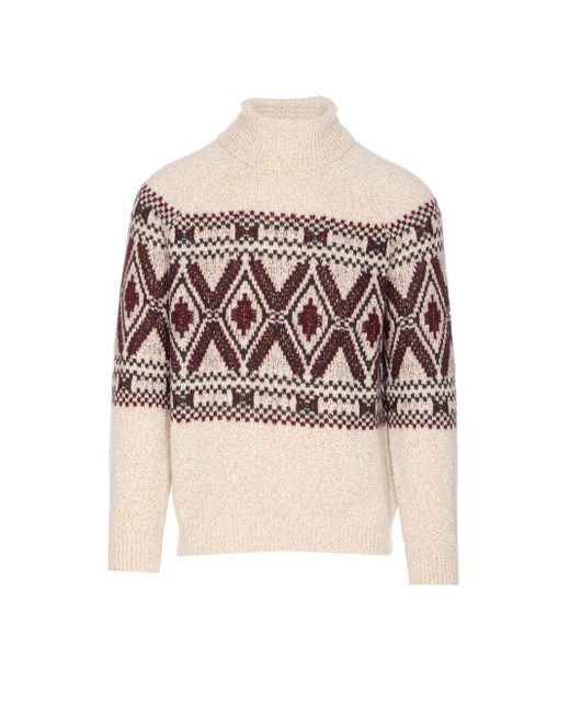 Brunello Cucinelli Natural Wool And Silk Turtle-Neck Jumper for men