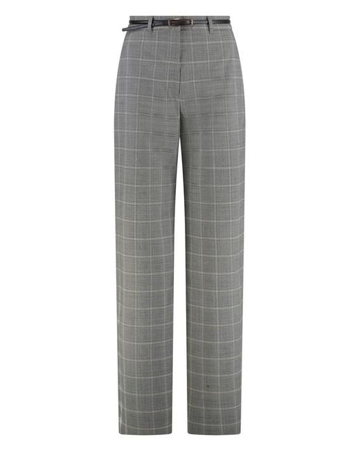 Max Mara Gray Mazurca Prince Of Wales Motif Wool Trousers