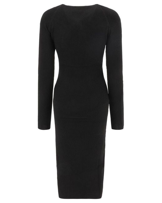 Coperni Black "Twisted" Ribbed Dress With Cut-Out