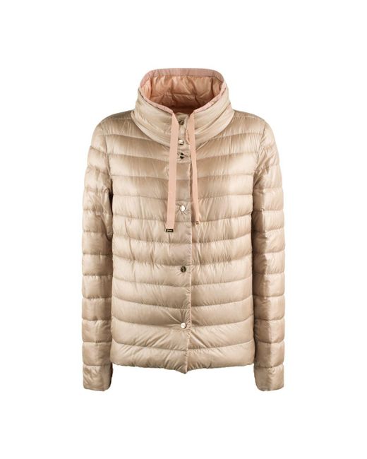Herno Natural Bimaterial Down Jacket With Hood