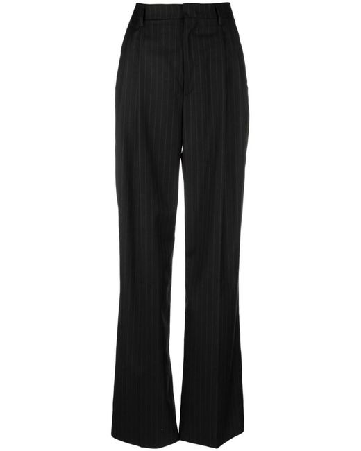 Tagliatore Black High-waisted Pinstripe Flared Trousers