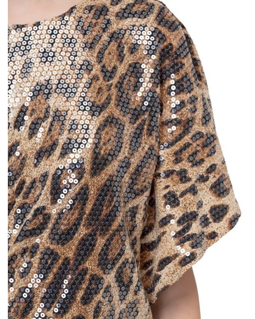 In the mood for love Brown Dress With Sequins And Leopard Print