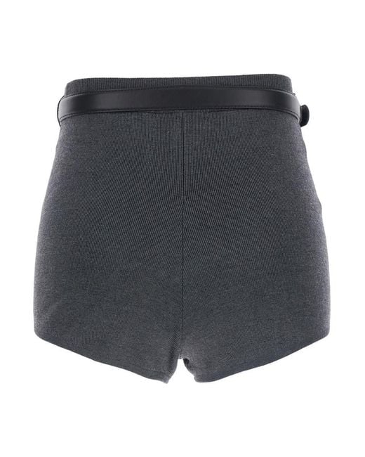 Self-Portrait Black Belted Shorts With Two Front Patch Pockets