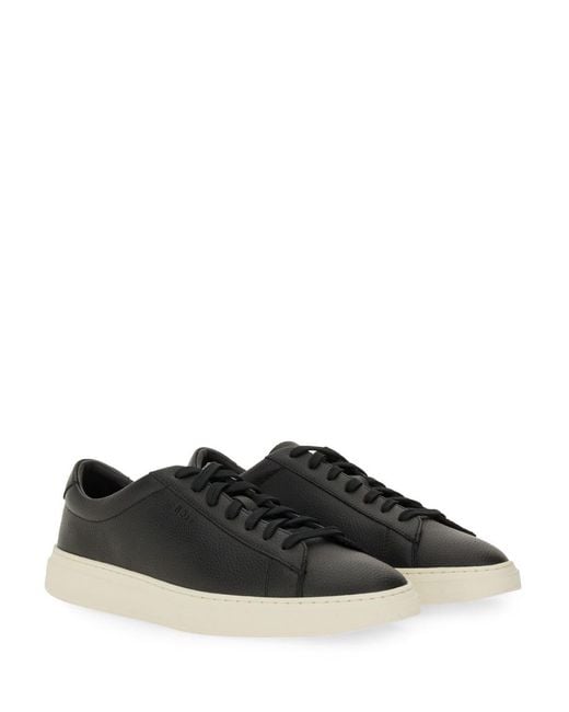 Boss Black Grained Leather Sneaker for men