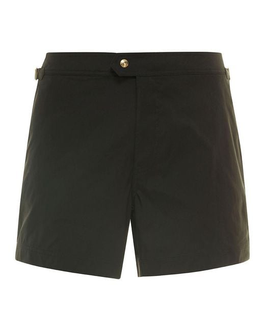 Tom Ford Black Swim Shorts With Side Buckle In Polyester Man for men