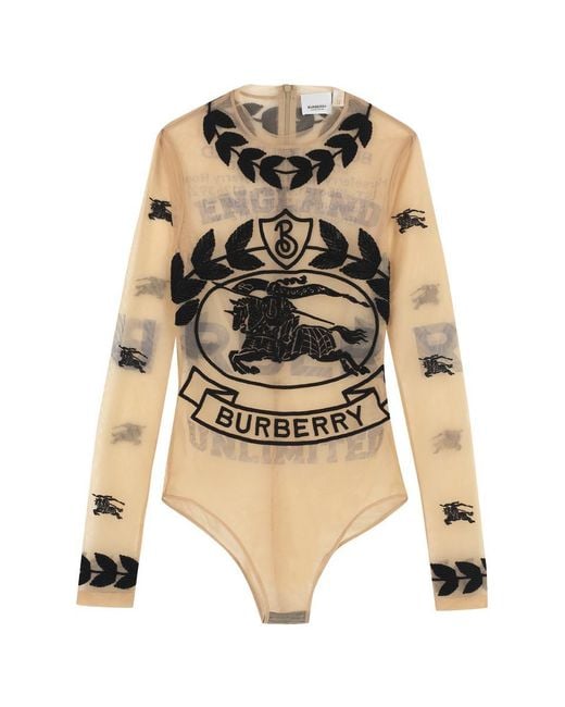 Burberry Natural Embroidered Tulle Bodysuit