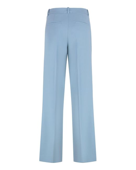 Calvin Klein Blue Wool Blend Wide-Leg Trousers