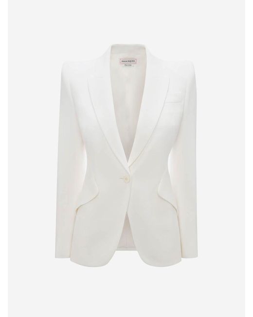 Alexander McQueen White Crepe Peak Jacket