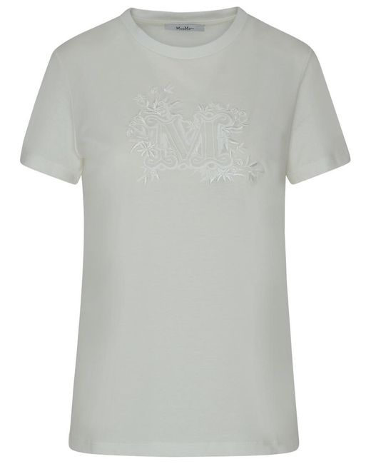 Max Mara T-shirt Sacha In Cotone Bianca in Grey | Lyst Canada