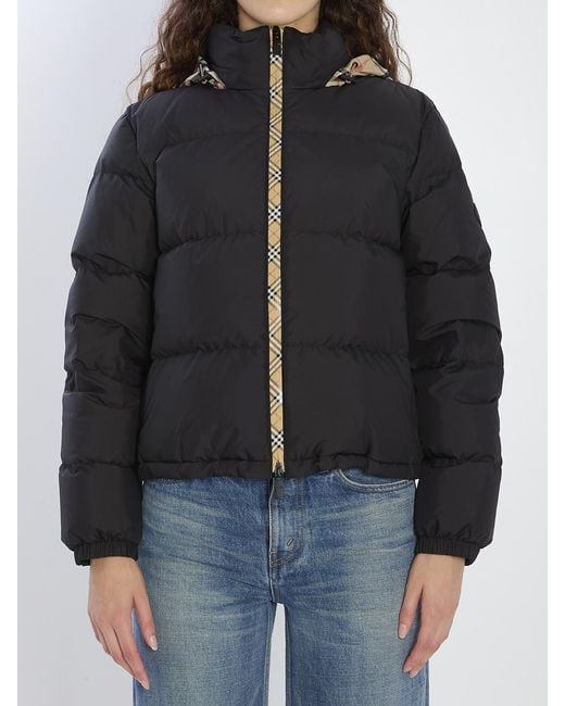 Burberry Black Puffer Jacket With Concealed Hood