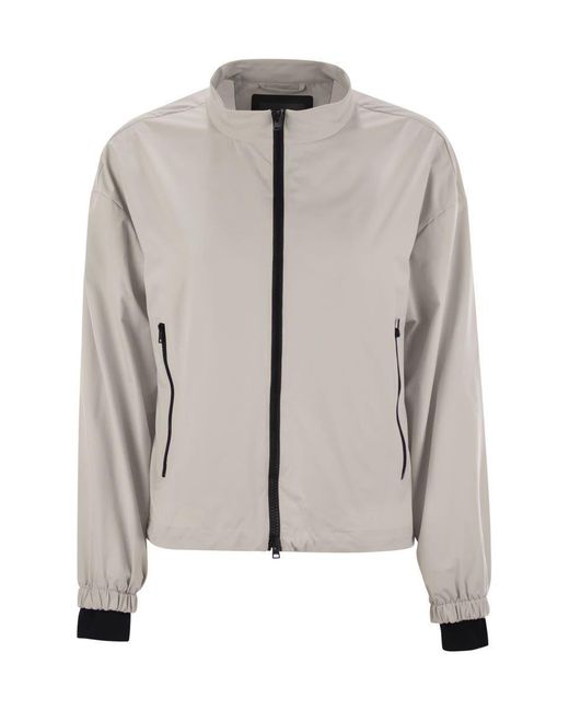 Herno Women's Gray Laminar Bomber Jacket With Zip