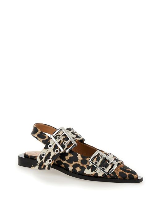 Ganni Brown Feminine Fabric Slingback Pumps