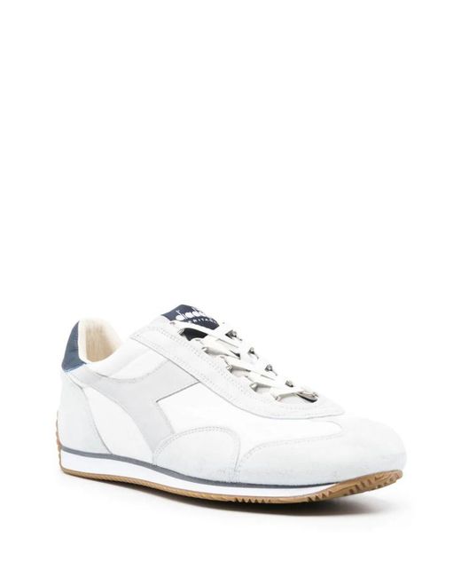 Diadora White Equipe H Canvas Stone Wash Sneaker Shoes for men