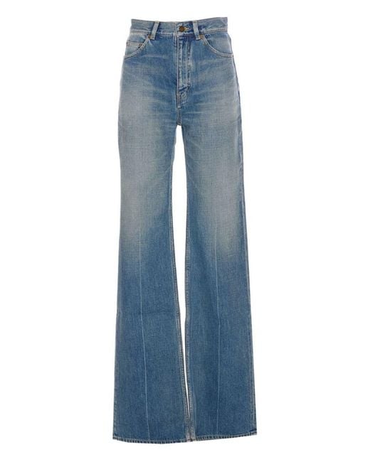 Saint Laurent Blue Flared Leg Cotton Jeans