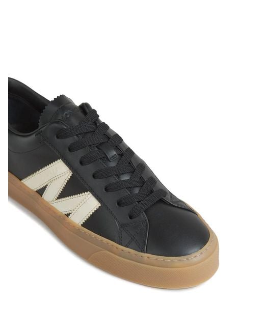 Moncler Gray Monaco2 Low-Top Leather Sneakers for men