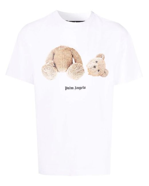 Palm Angels Cotton Teddy Bear Logo-print T-shirt in White for Men - Lyst