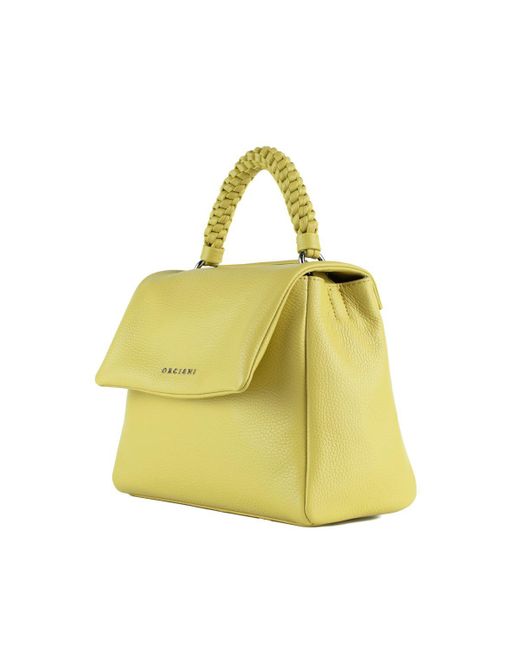 Orciani Yellow Sveva Sense Scooby Small Dawn-Colored Leather Handbag With Shoulder Strap