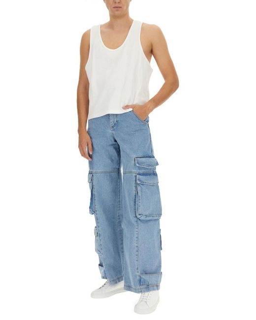 Gcds Blue Cargo Jeans for men