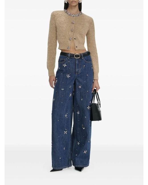 Self-Portrait Blue Embellished Trim Cardigan