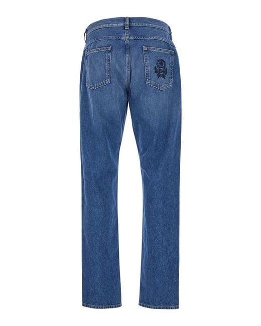 Dolce & Gabbana Blue Five-Pocket Jeans With Logo Embroidered On The Back for men