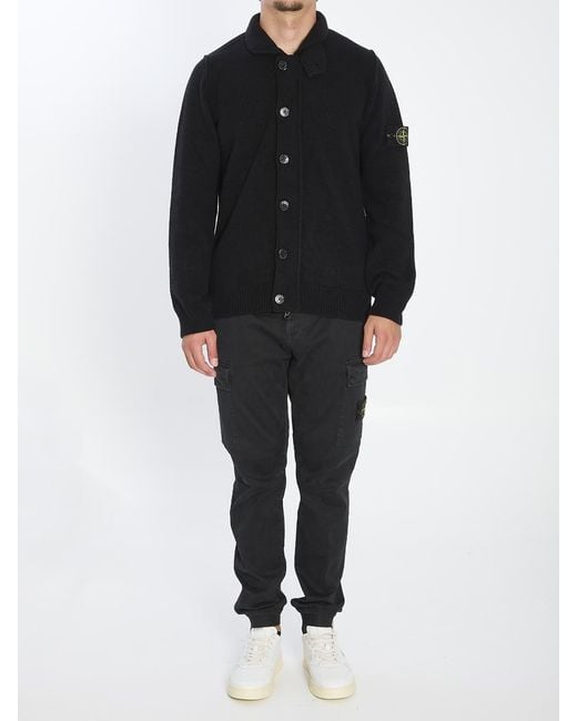Stone Island Black Sweater With Felt Details for men
