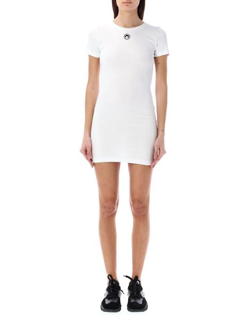 MARINE SERRE White Rib T-Shirt Dress