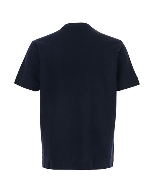 Emporio Armani Blue Crewneck T-Shirt With Logo Embroidery On The Front for men