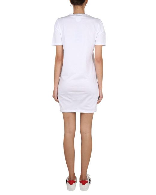 DSquared² White Icon Sunset Palm T-shirt Dress