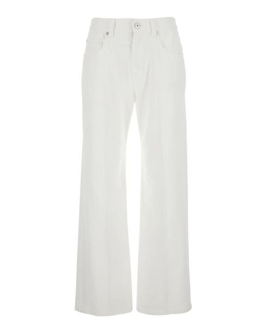 Brunello Cucinelli White Five-Pocket Patns With Logo Patch On The Back