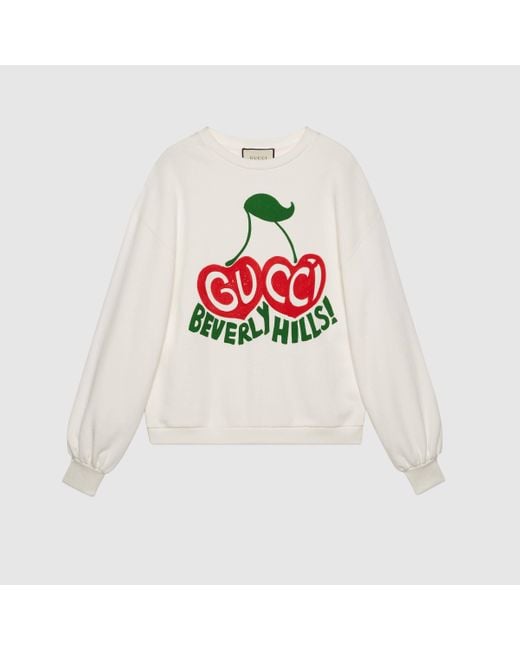Gucci White "beverly Hills" Cherry Print Sweatshirt