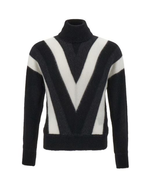 Saint Laurent Black Geometric Pattern Sweater for men